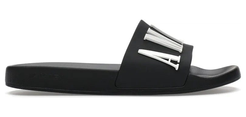 AMIRI Pool Slide Debossed Logo Black White (PS22MFF001-004)