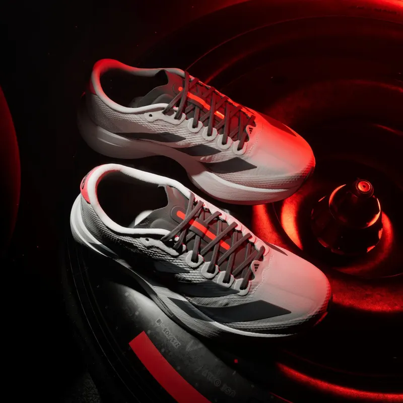 Adidas ADIZERO EVO SL WOVEN AUDI REVOLUT F1 TEAM SHOES Chalk Pearl / Utility Black / Hi-Res Red (KJ3703)