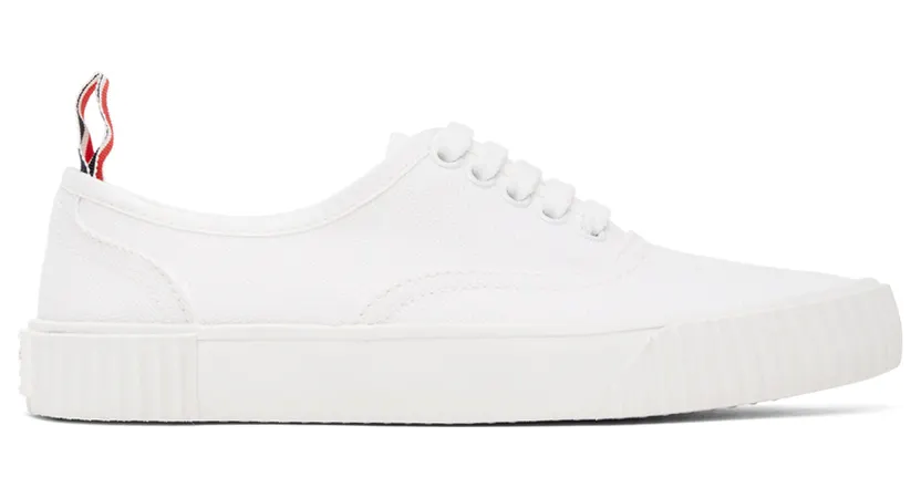 Thom Browne Online Exclusive White Heritage Vulcanized Sneakers (FFD063A-01588)