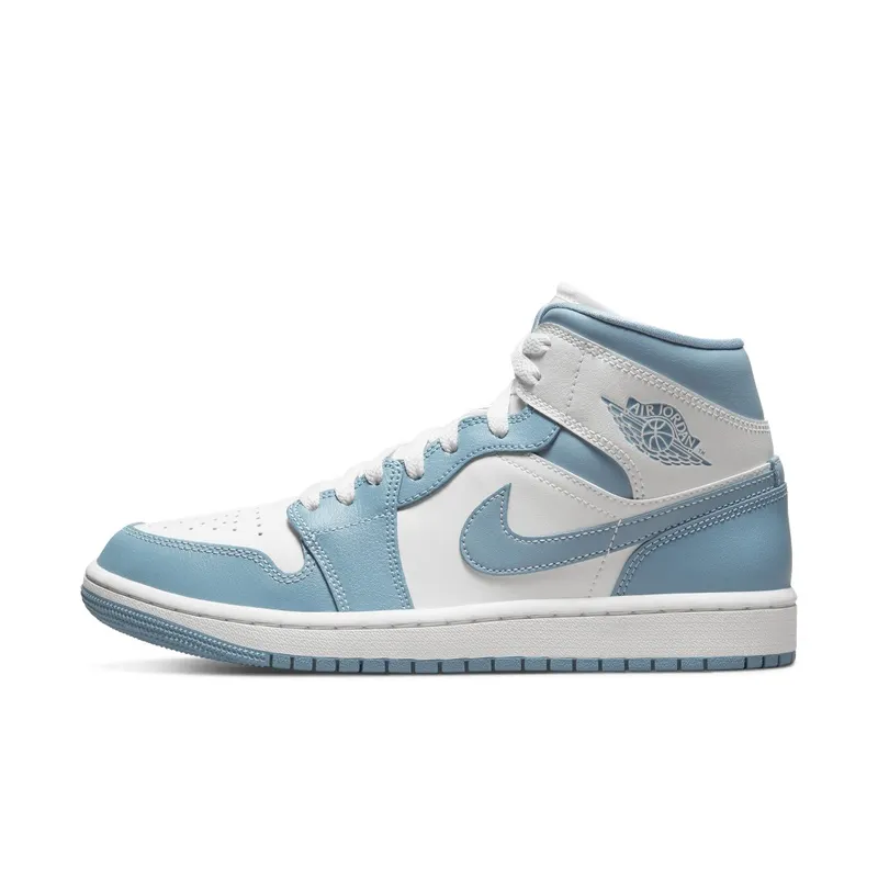 Jordan 1 Mid UNC (2022) (W) – “White / Worn Blue / Sail” (BQ6472-141)