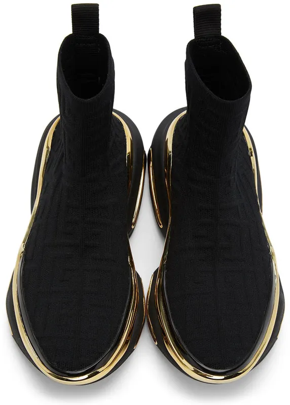 Balmain Black Knit Monogram B-Bold High (WN0VJ684TKMM)