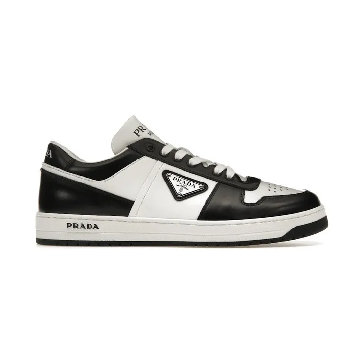 Prada Downtown Low Top Sneakers Leather White Black (2EE364_3LKG_F0964)