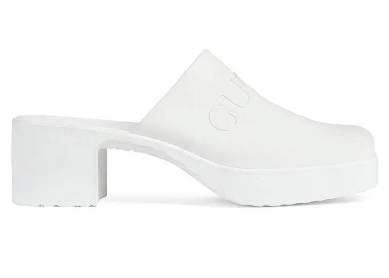Gucci Rubber Embossed Logo Mule White (725899-J8700-9014)