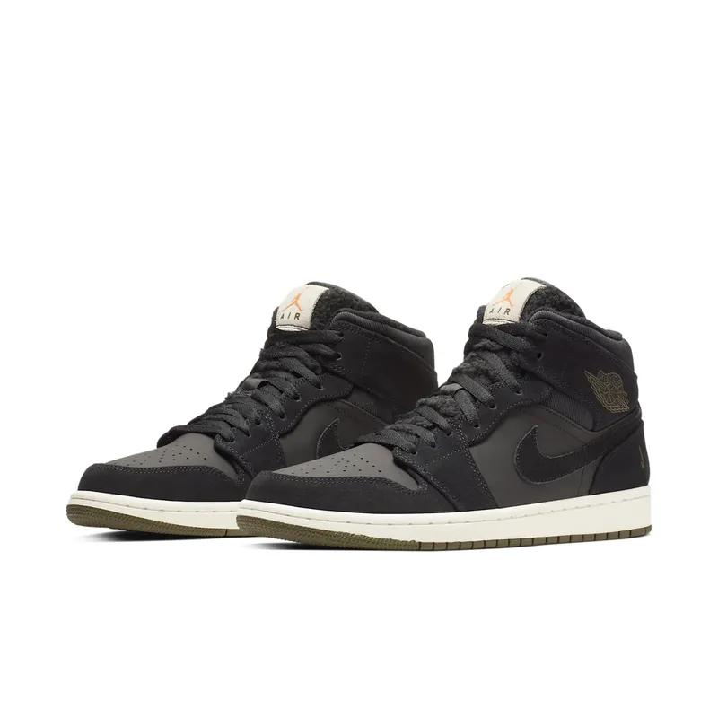 Jordan 1 Mid Black Olive Canvas Black/Olive Canvas-Sail-Cone (BQ6579-001)