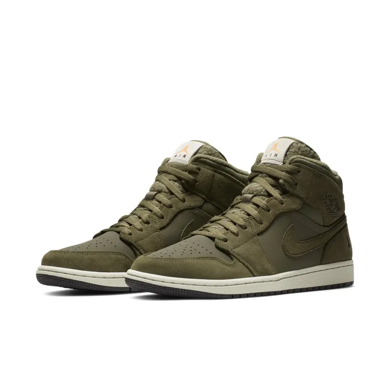 Air Jordan Nike AJ I 1 Mid Olive Canvas (2018) (BQ6579-300)