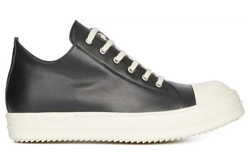 Rick Owens Concordians Low Sneaks Full Grain Cow Leather Black Milk (RU02E1891-LCO-911)