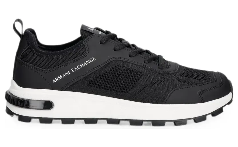 Armani Exchange Sneakers met logoprint en mesh vlak – Zwart (XM003611AF29101UC001)