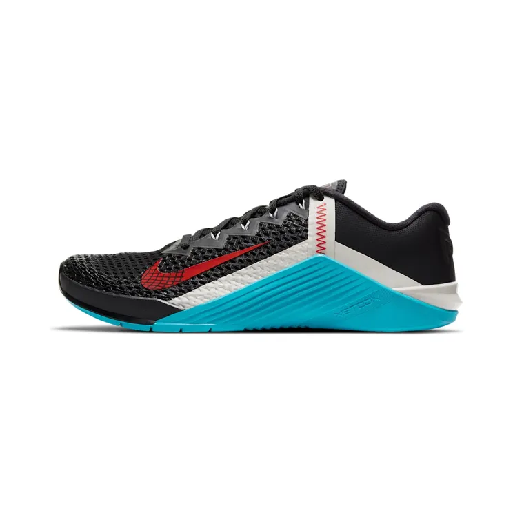 Nike Metcon 6 “Black / Light Blue Fury / Light Bone / University Red” (CK9388-070)