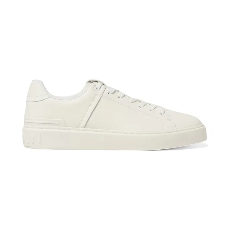 Balmain B-Court Lace-Up Trainers White Calfskin Leather (FM1VI288LVTR)