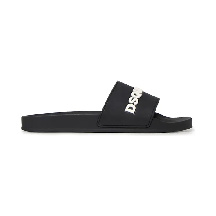 Dsquared2 Logo Pool Slides Black White Black (FFM002317205013)