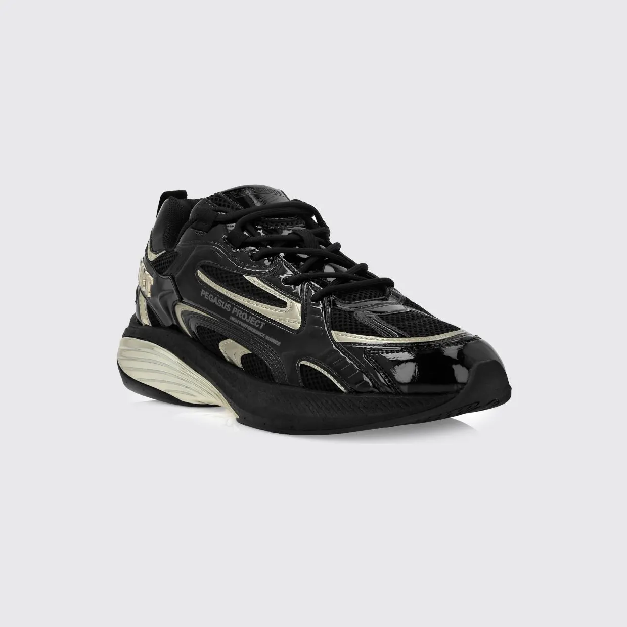 Plein Sport Pegasus Project Mesh And Patent Leather Sneakers Black 1 (FAESUSC0848STE003N0293)