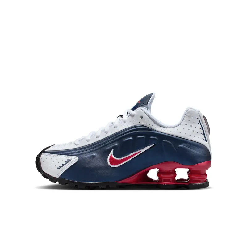 Nike Shox R4 “Midnight Navy / White / Metallic Silver / Gym Red” (CW2626-400)
