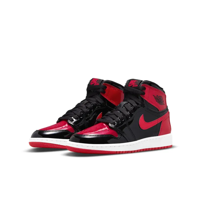 Jordan 1 Retro High OG Patent Bred (GS) – “Black / White / Varsity Red” (575441-063)