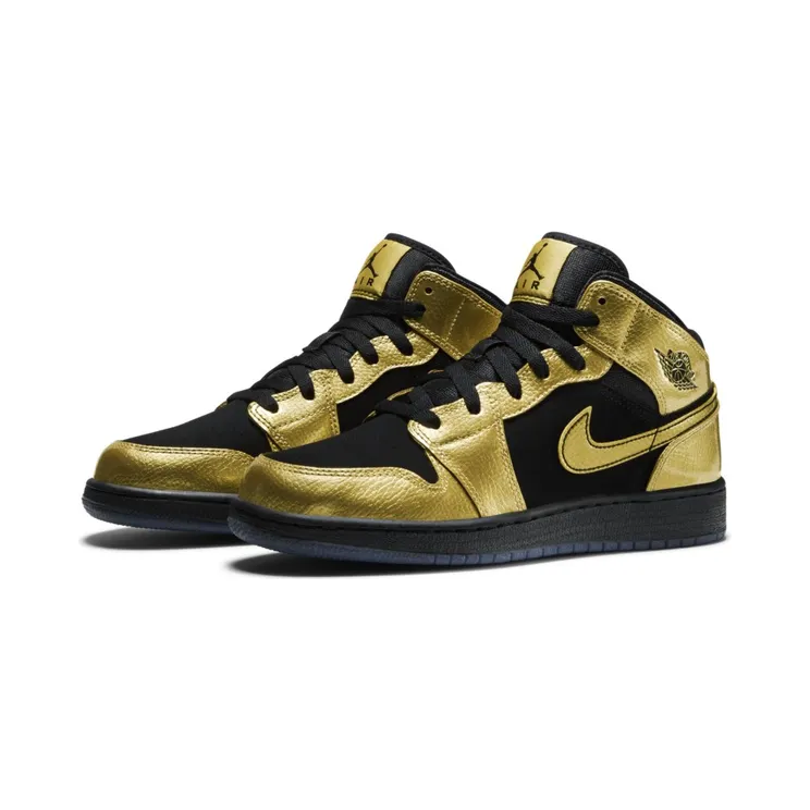 Jordan 1 Mid Metallic Gold Coin Black (GS)