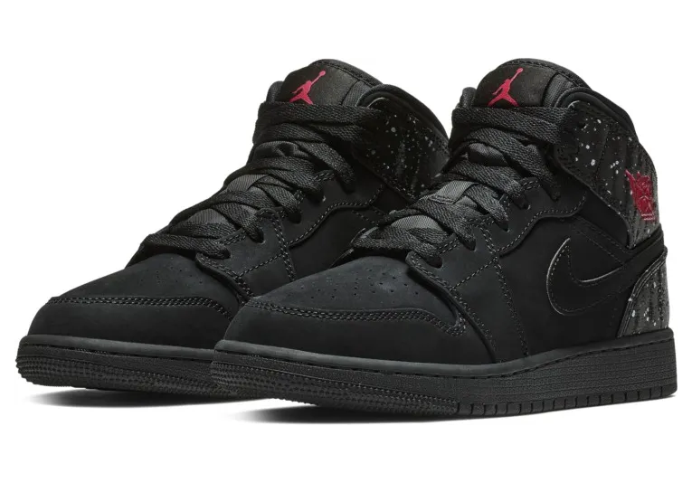 Air Jordan 1 Mid Black Rush Pink (555112-001)