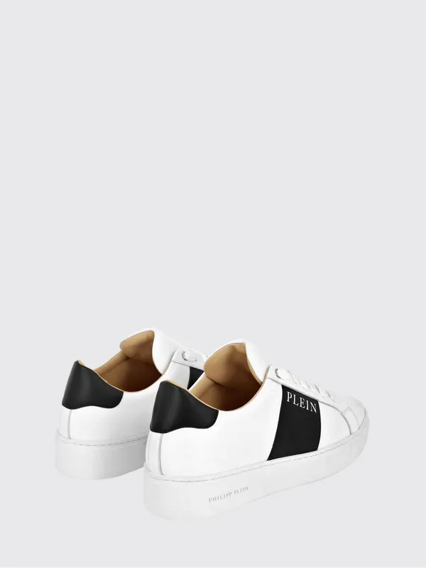 Philipp plein Smooth Leather Low-Top Sneakers with Contrast Logo Print White (AADSUSC0657PLE010N0102) (2)