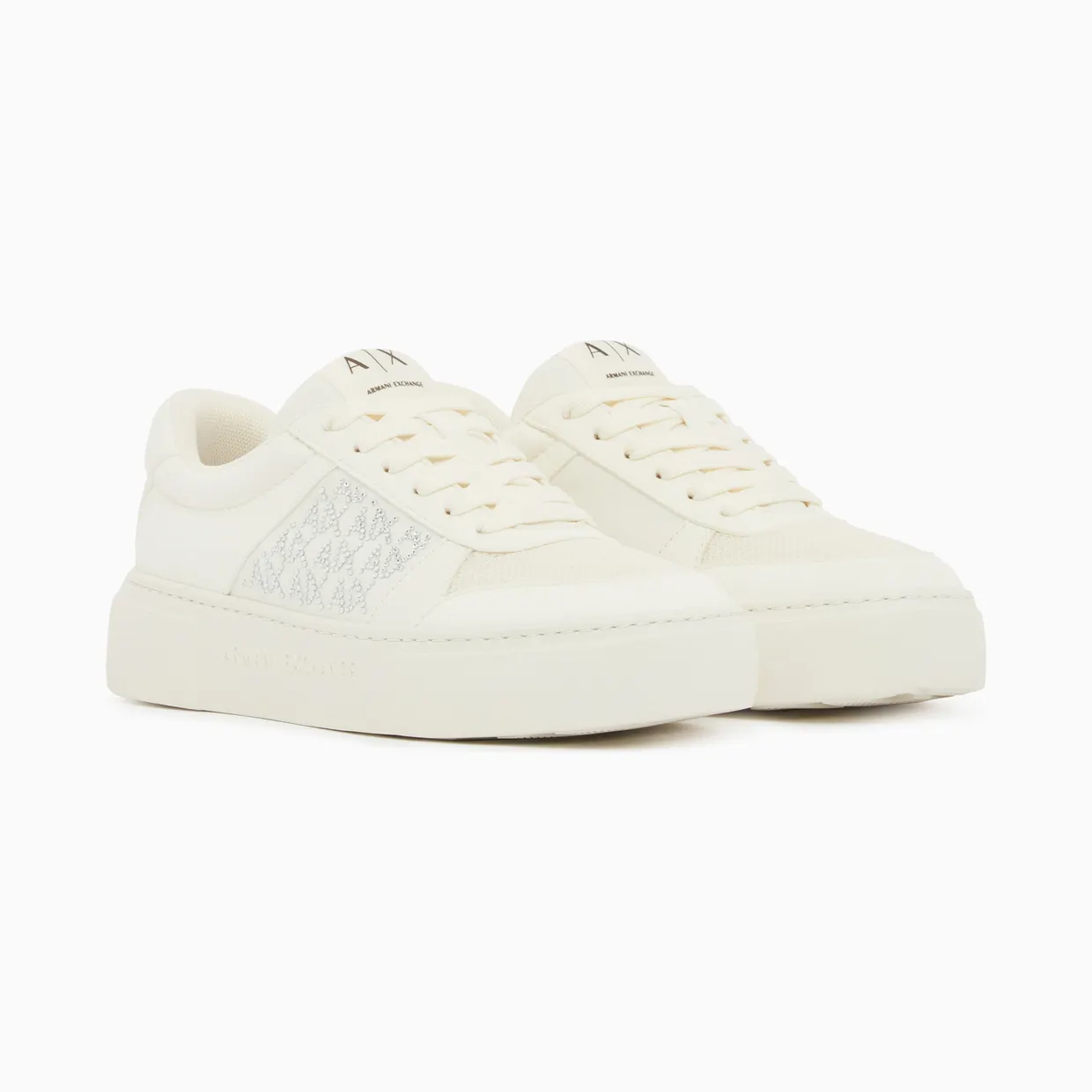 Armani Lace-Up Low-Top Sneakers In Textured Mesh With A Thick Sole (XW002788-AF23057-U0011) (2)