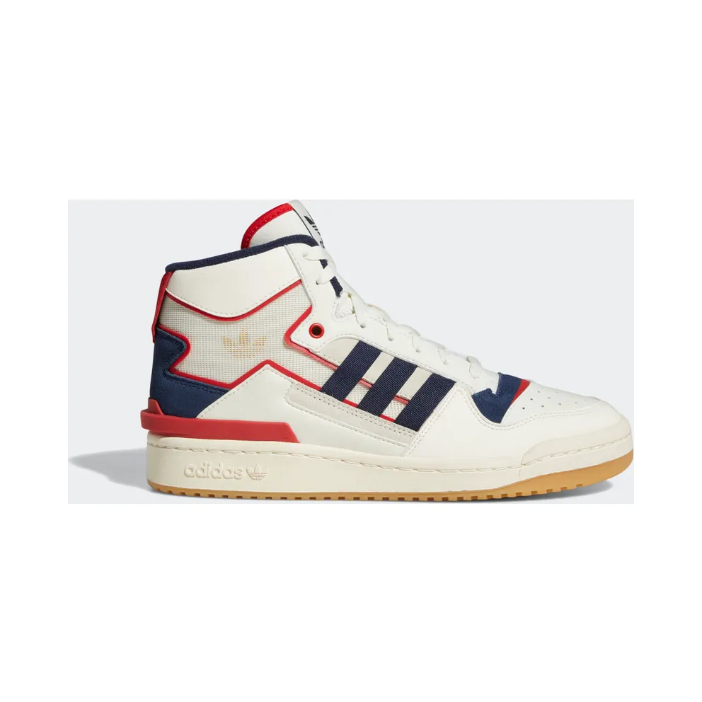 adidas Forum Exhibit Mid Schuh Off White / Collegiate Navy / Scarlet (HQ1482)