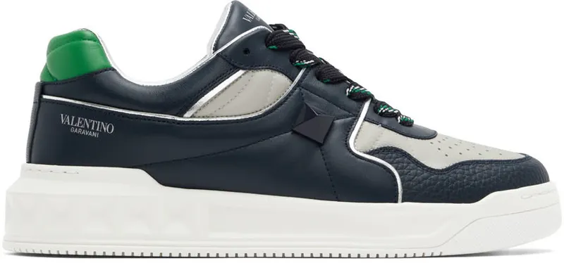 Valentino Garavani Navy & Gray One Stud Sneakers (1Y2S0E71QEE)