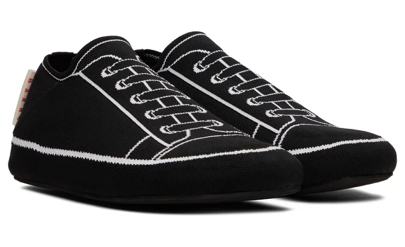 Marni Black Trompe L’Œil Jacquard Sneakers (SNZU010601 P4547) (4)
