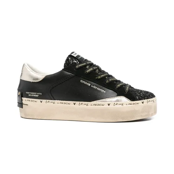 Crime London met glittervlak en plateauzool “Black” (25074AA8)