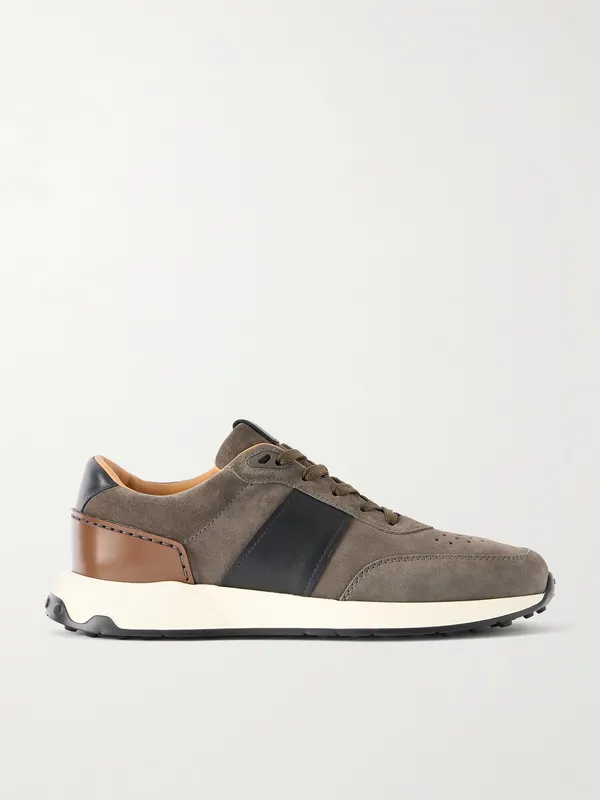 Tod’s Leather-Trimmed Suede Sneakers Dark brown (XXM63K0GT80SOB)