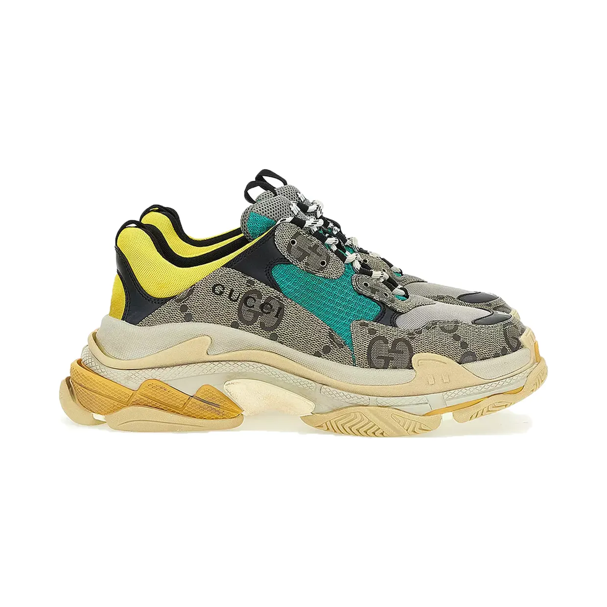 Balenciaga x The Hacker Project Triple S Beige Green Yellow (681067UMO20 9766)