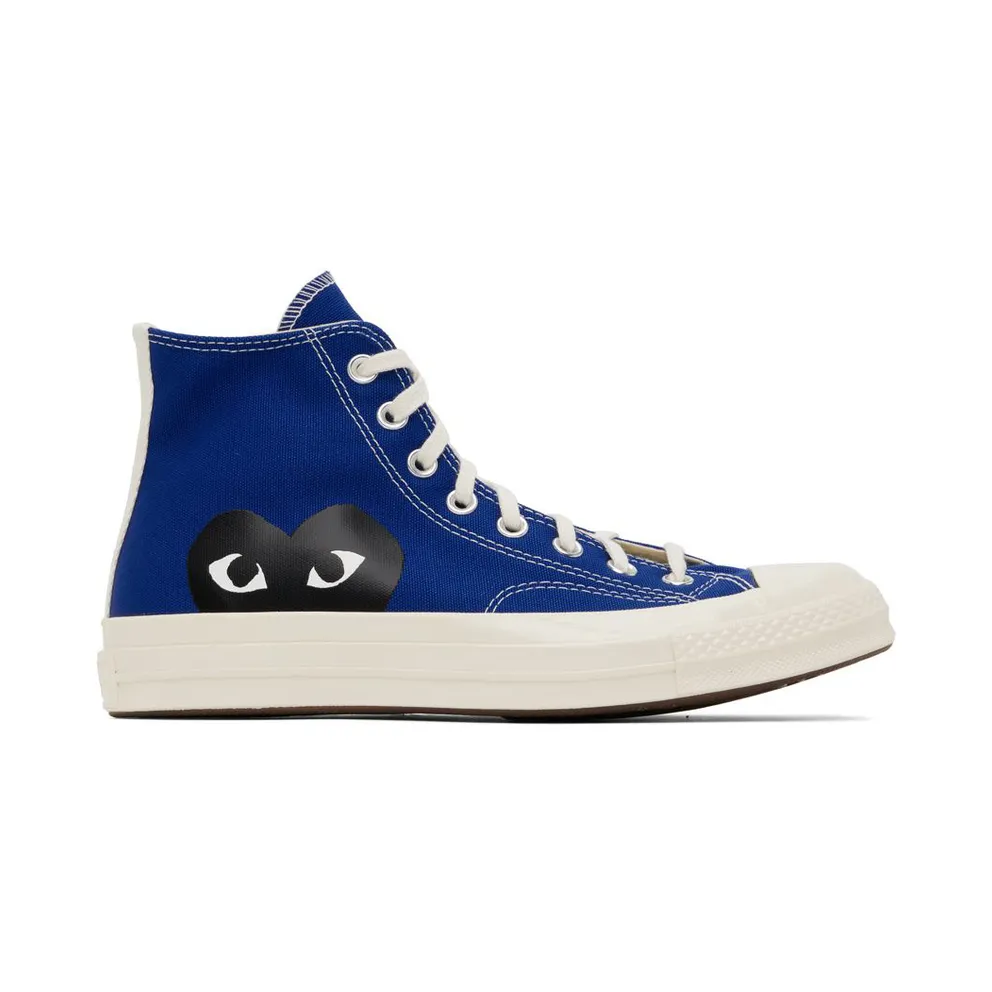 Comme des Garçons Play Blue Converse Edition Half Heart Chuck 70 High Sneakers (P1K122)