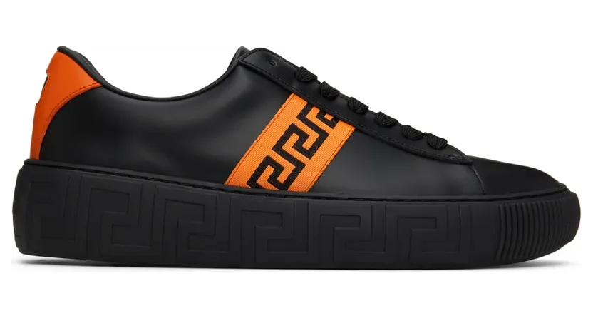 Versace White & Blue Greca Low-Top Sneakers (DSU8404 1A00775)