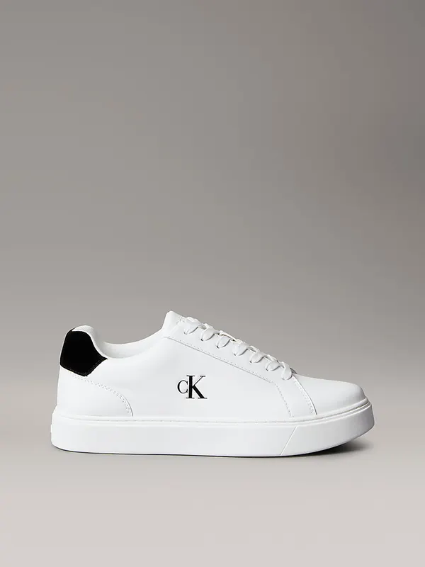 Calvin Klein Ck Baseline – Leather Signature “BRIGHT WHITE/BLACK” (YM0YM0143501W)