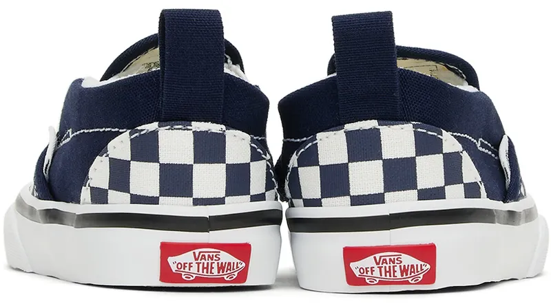 Vans Baby Navy & White Checkerboard Slip-On V Sneakers (VN000UBSARY1)