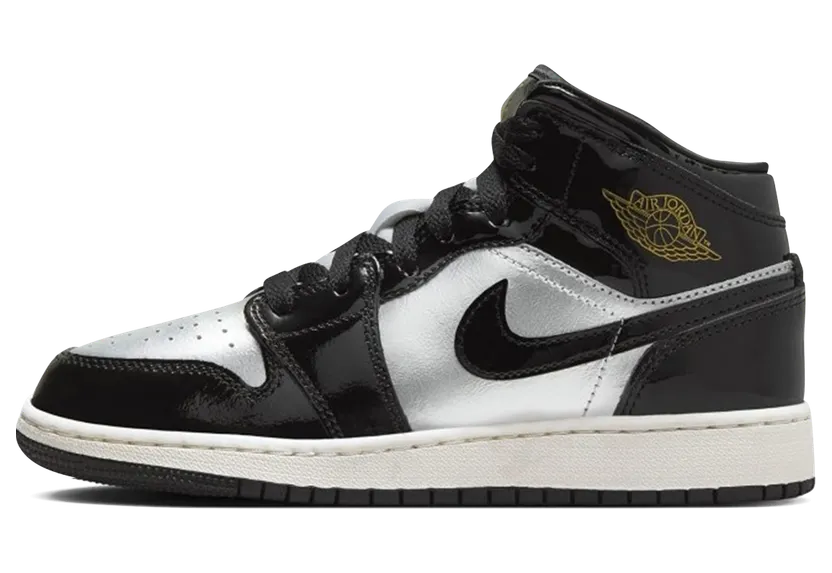 Jordan 1 Mid SE GS “Black Metallic Silver Sail Metallic Gold” (FZ3938-001)