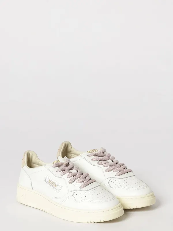Autry Medalist Low Bicolor Leather Sneakers with Perforated Toe Yellow Cream (AULWSW04)