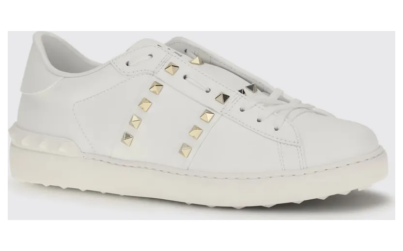 Valentino garavani Rockstud Untitled Calf Leather Sneakers with Studs White (S0931BHS0BO)