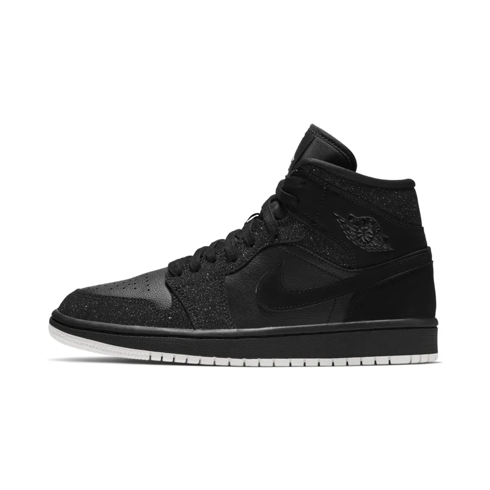 Air Jordan Nike AJ I 1 WMNS Mid Glitter Black (BQ6472-001)
