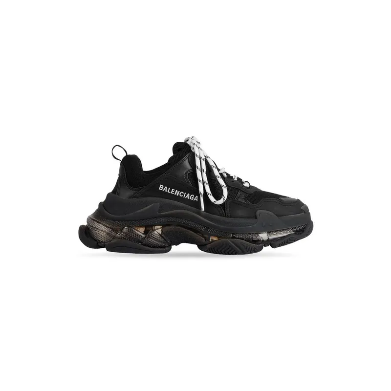 Balenciaga Triple S Clear Sole Double Black (W) (544351W2FB11000)