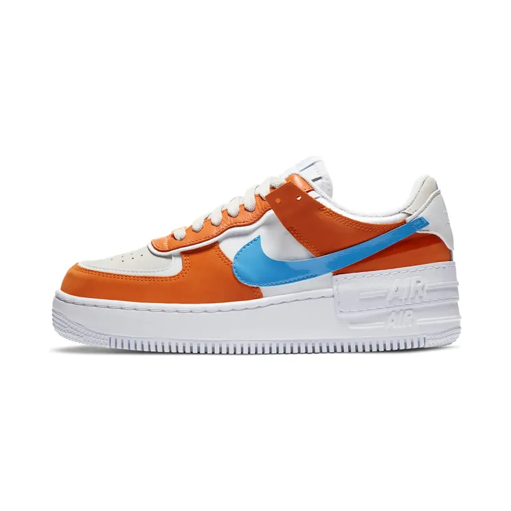 Nike Air Force 1 Shadow White Dark Orange (2020) “White / Hydrogen Blue / Total Orange / University Blue” (CZ0365-100)