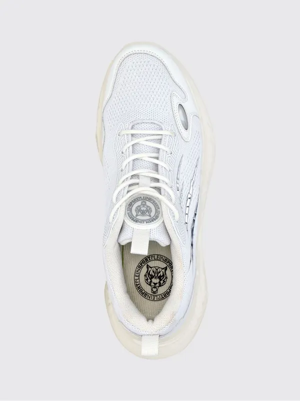 Plein Sport Lace-Up Low-Top Sneakers in Technical Mesh with Rear Logo White (FABSUSC0338STE003N01) (3)
