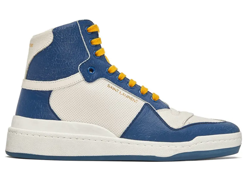 Saint Laurent Off-White & Blue SL24 High-Top Sneakers (610618AAAI5)