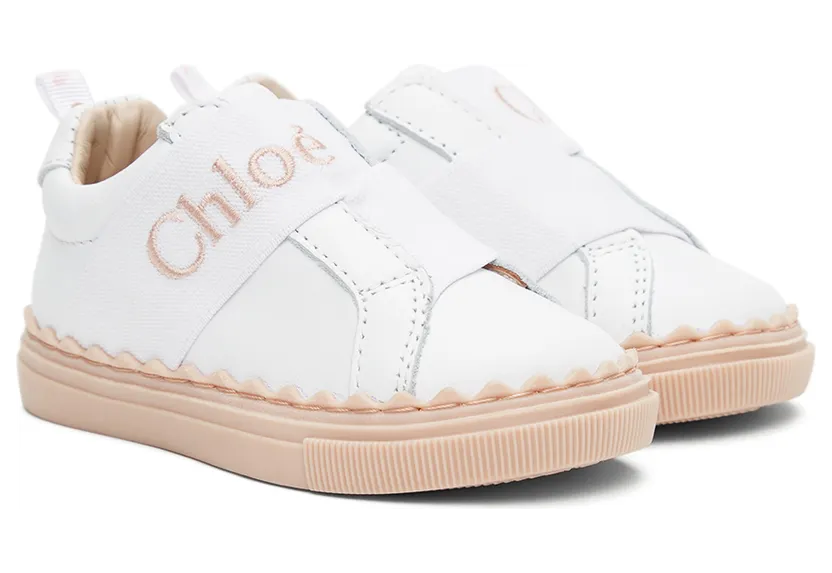 Chloé Baby White Leather Lauren Sneakers (C09030) (4)