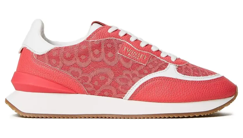 TWINSET Sneakers mit Spitzeneinsätzen – Rot (231TCP040)