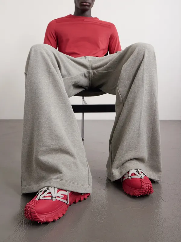 Rick Owens + Moncler Trailgrip Megalace® Leather and Rubber Sneakers Red (MU01F4M10) (2)