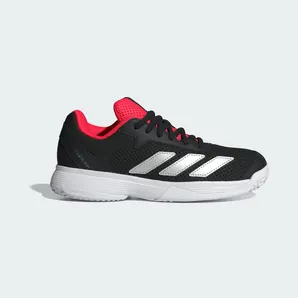 adidas Courtflash Tennis Shoes Kids “Cloud White / Silver Metallic / Core Black” (JR4451)