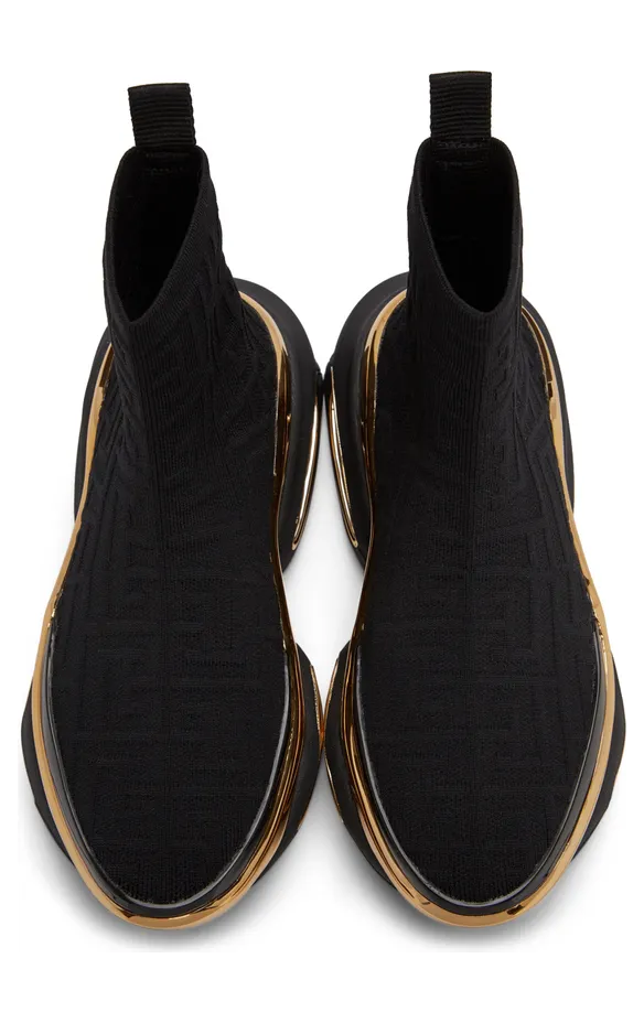 Balmain Black Knit Monogram B-Bold Sneakers (XN1VJ684TKMM) (5)
