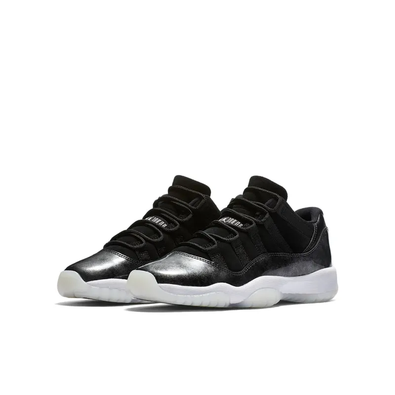 Jordan 11 Retro Low Barons (GS) Black/Metallic Silver-White (528896-010)