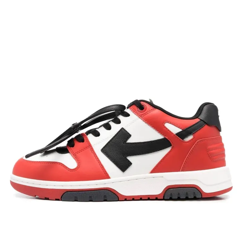 OFF-WHITE Out Of Office OOO Low Tops Black White Red (OMIA189S22LEA0012510)