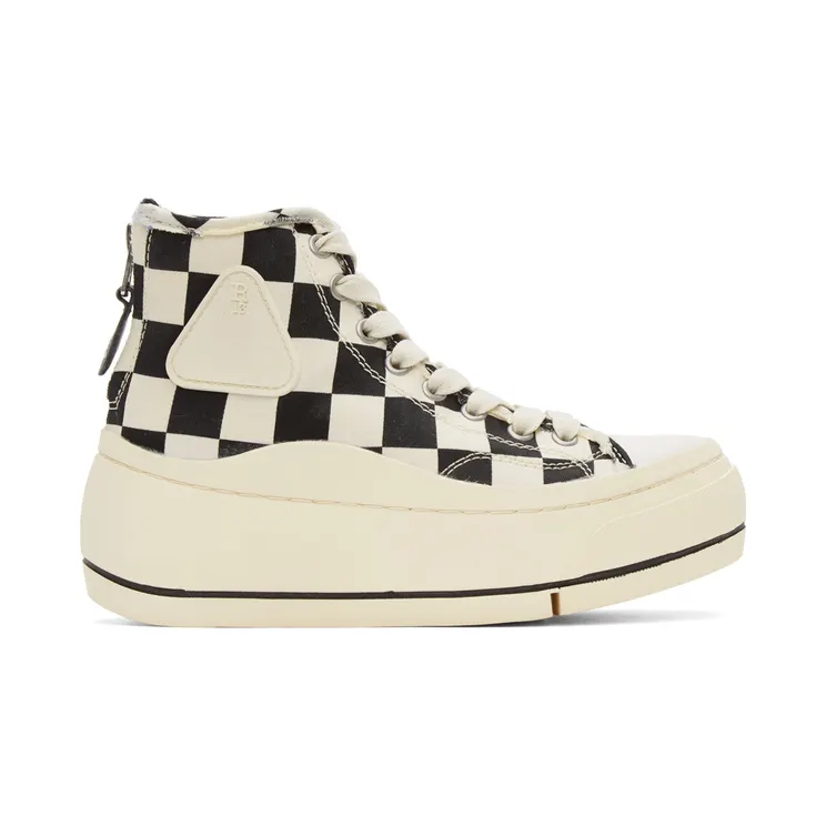 R13 Black & Off-White Check Kurt High-Top Sneakers (R13S5029-S023A)
