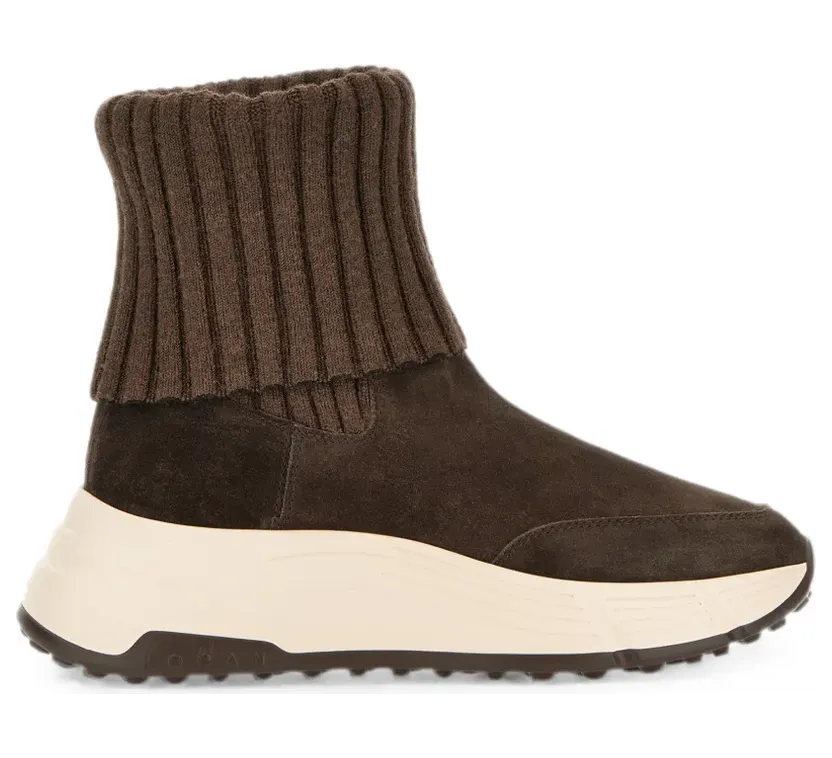 Hogan Hi-Fi ribgebreide sneakers – Bruin (HXW6690FX90BYE)