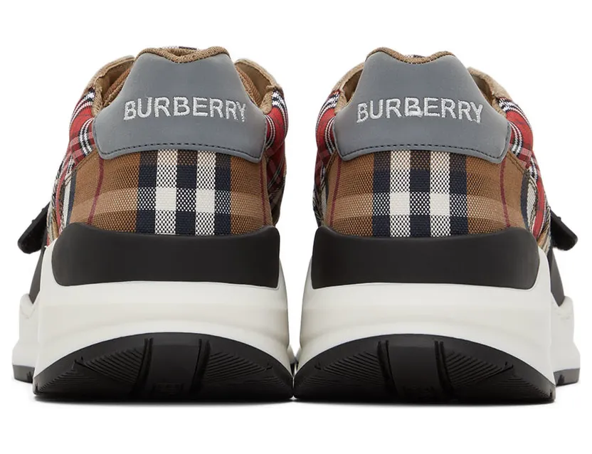 Burberry Red & Beige Ramsey Check Sneakers (8048632) (2)