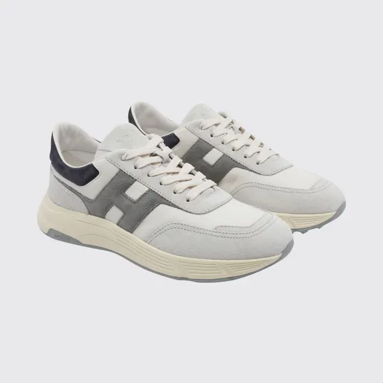 Hogan Hyperlight Sneakers in Calfskin and Suede with Contrasting Logo White (HXM5630FR30UHC739R)
